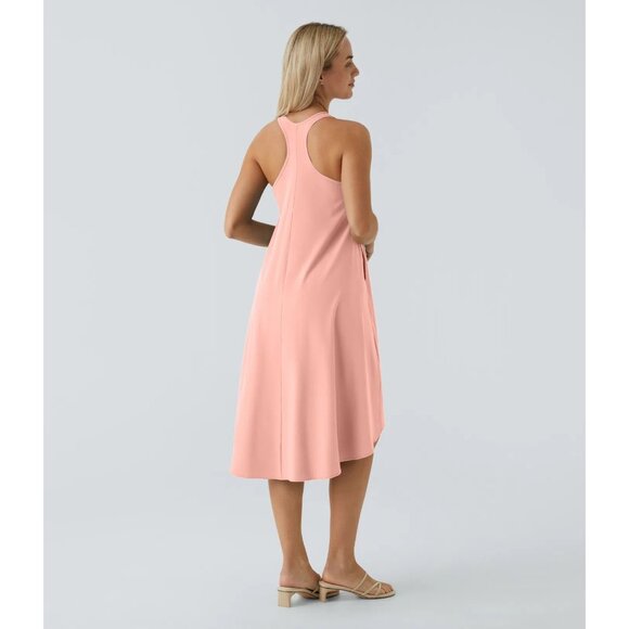 Halara Breezeful Racerback Side Pocket High Low Flowy Midi Quick Dry Dress L - Picture 3 of 9